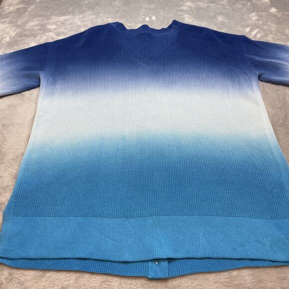 Talbots Girlfriend Dip Dye Ombre Cardigan Sweater Womens L Blue V-Neck Button Up - Picture 2 of 6